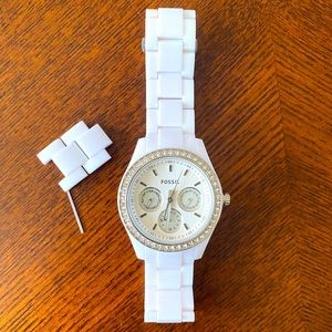 White Fossil watch